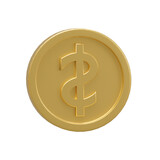 3D dollar coin in different shape on transparent background - PNG format.
