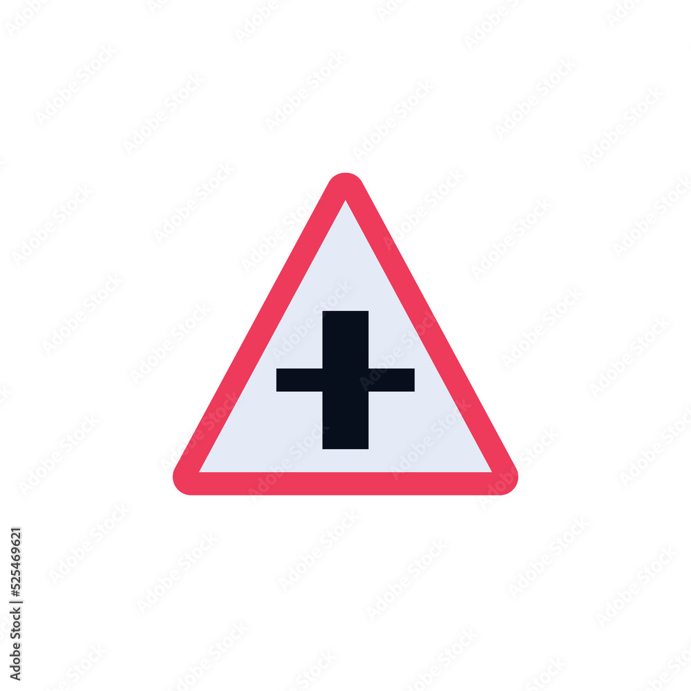 Crossroad traffic sign flat icon Crossroad traffic sign flat icon