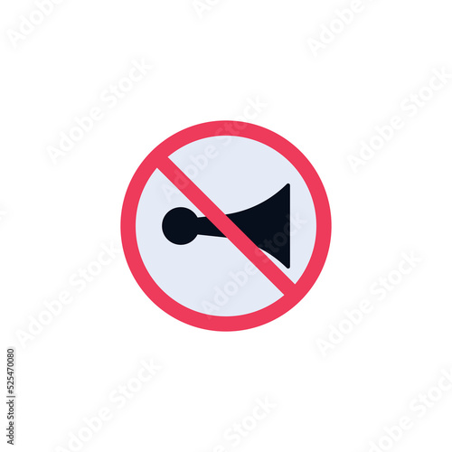 Horn prohibited sign flat icon