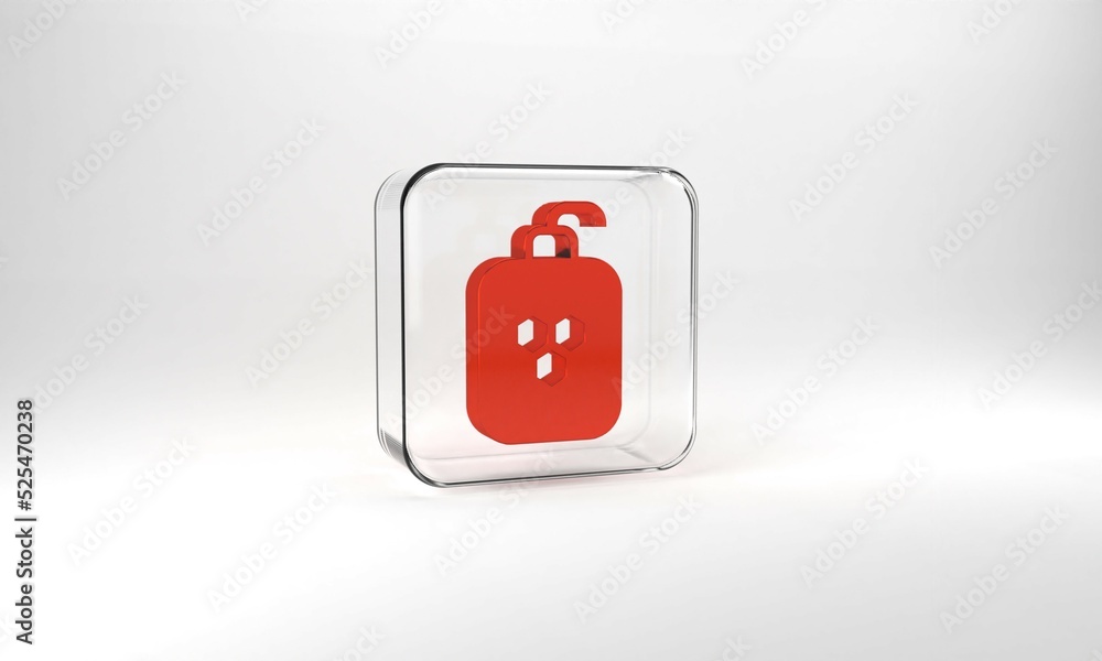 Red Cosmetic tube with honey icon isolated on grey background. Natural skin care. Glass square button. 3d illustration 3D render Red Cosmetic tube with honey icon isolated on grey background. Natural skin care. Glass square button. 3d illustration 3D render