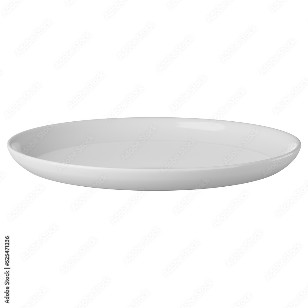 Set of white plate isolated on alpha background 3D Render