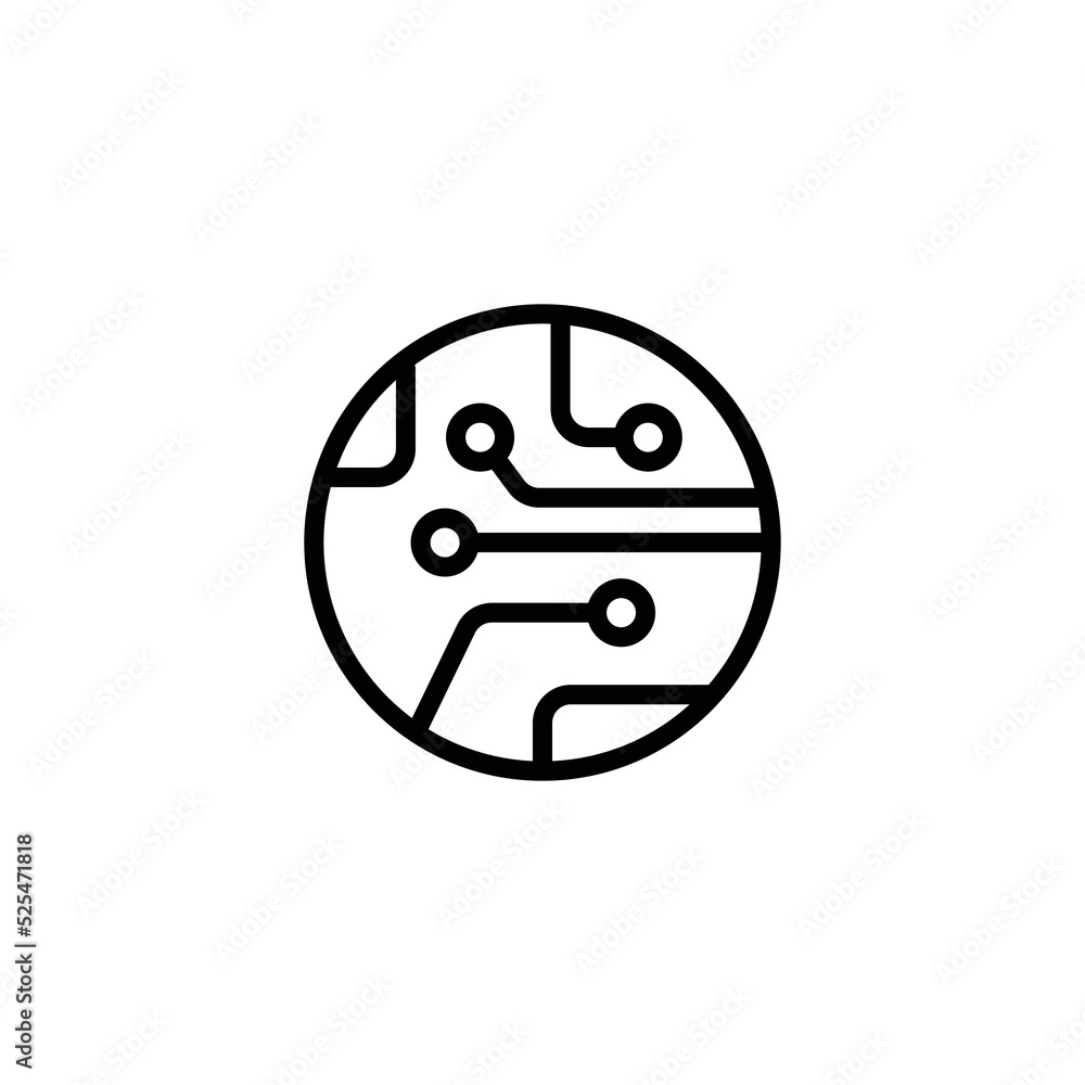Circuit board icon. Simple outline style. Tech, microchip, circle, hardware, technology concept. Thin line vector illustration isolated on white background. EPS 10. Circuit board icon. Simple outline style. Tech, microchip, circle, hardware, technology concept. Thin line vector illustration isolated on white background. EPS 10.