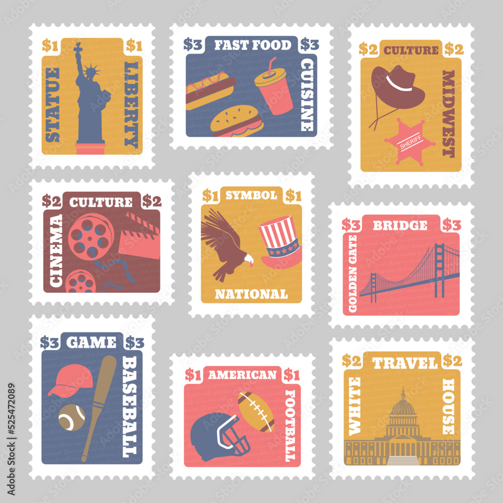 Postage stamp with national usa country element