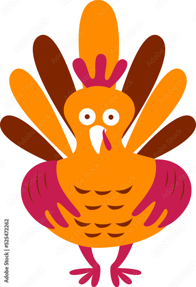 Fototapeta premium Turkey Cartoon character, Happy Thanksgiving day