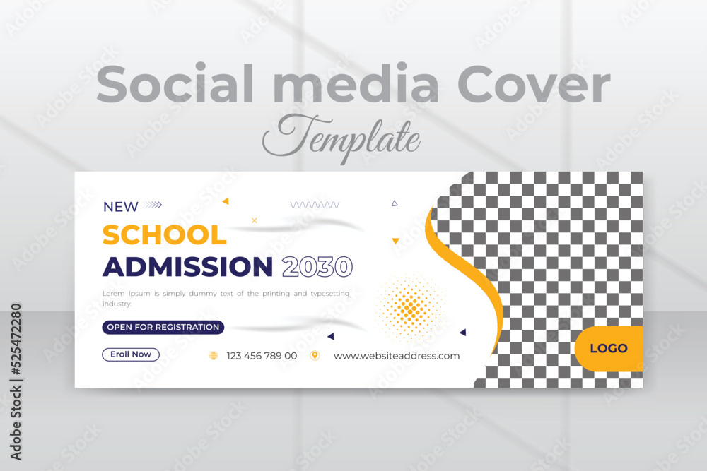 School education social media cover page layout and kids school admission web banner template design