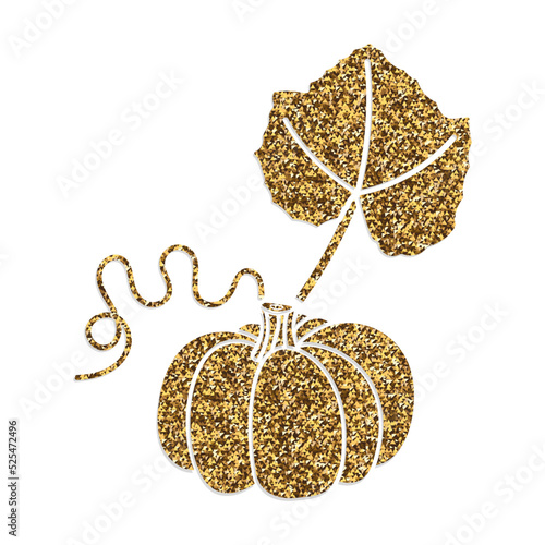 golden pumpkin with leaf