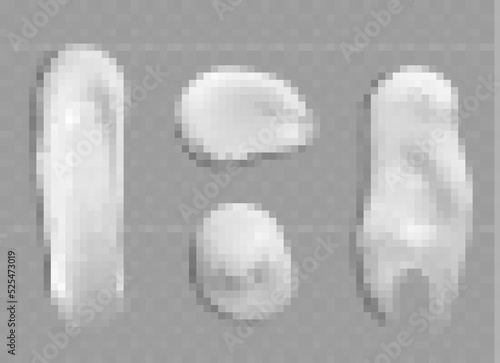 White cream smear bubbles, cosmetics beauty skin care product strokes isolated on transparent background, foundation, milk, lotion, shaving foam smooth drop texture, Realistic 3d vector illustration