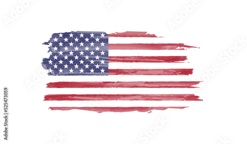 Watercolor painting flag of United States