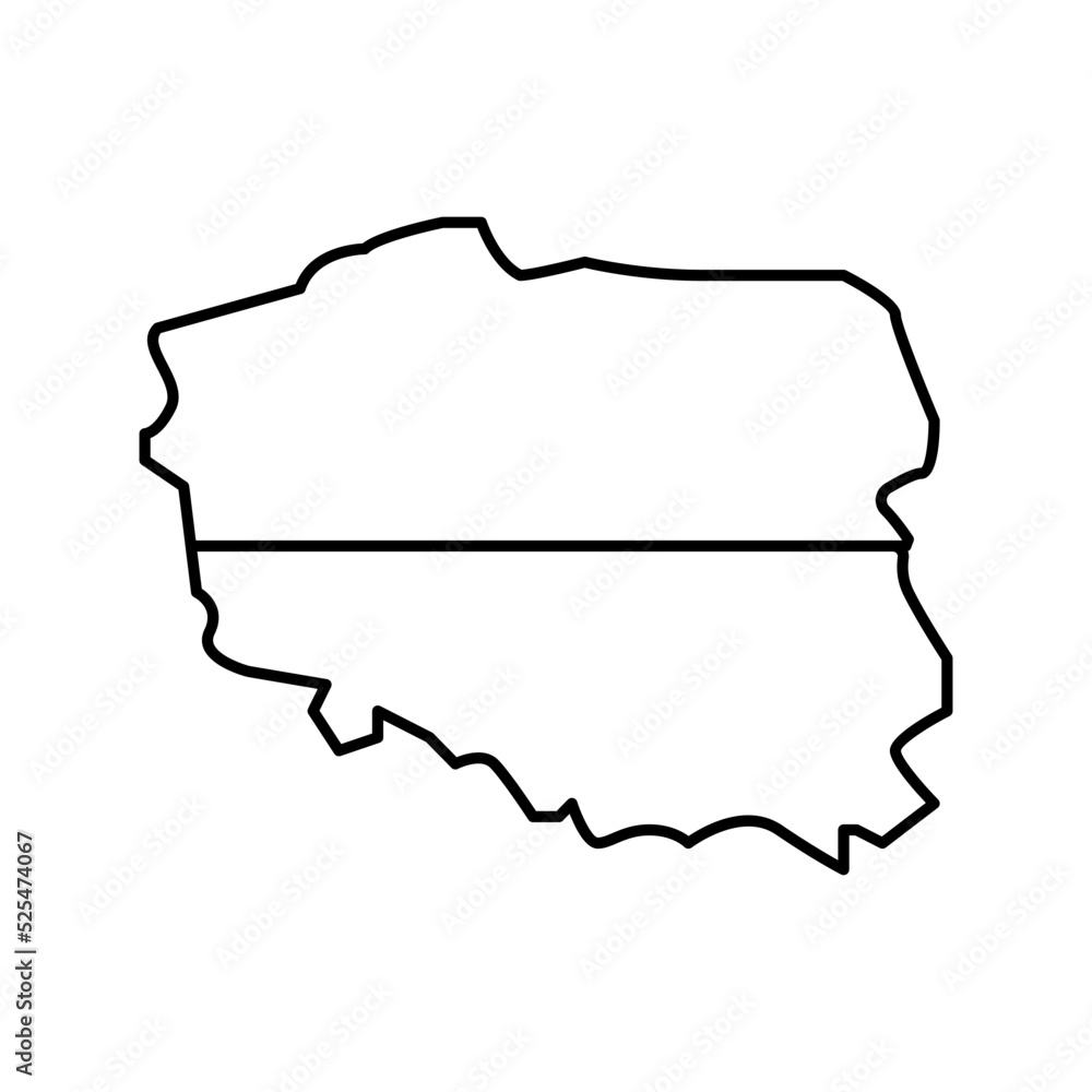 poland country map flag line icon vector illustration