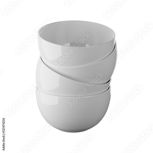 white bowl isolated on alpha background 3D rendering