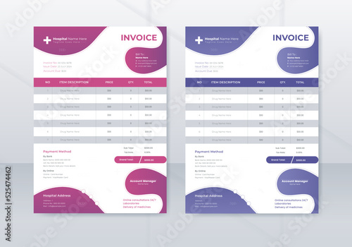 Medical invoice template for professional use. Doctor, Hospital, Pharmacy, clinic, and Healthcare Print Ready Letterhead. Medical Letterhead Design. Doctor Prescriptions Pad Design.