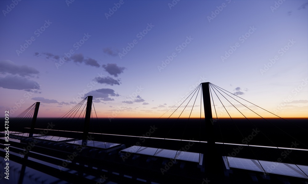 Fototapeta premium cable stayed bridge silhouette