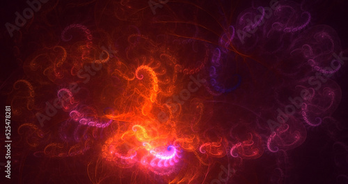 3D rendering abstract colorful fractal light background