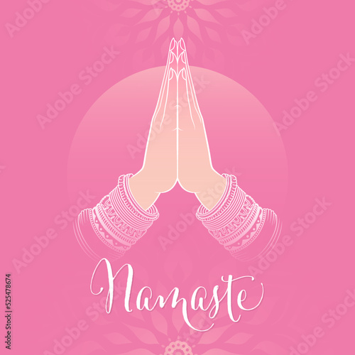 Namaste Decorated Welcome for Home Banner Illustration