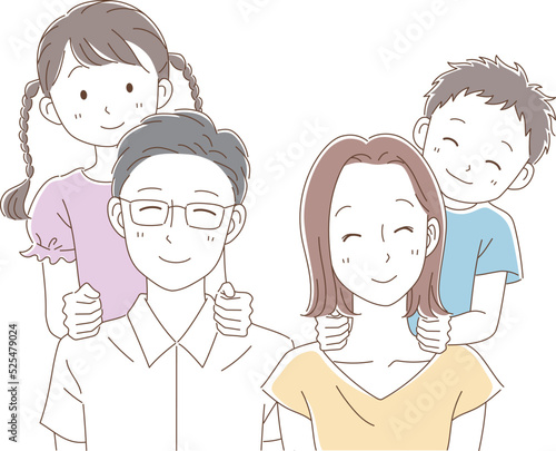 親の肩たたきをする子供