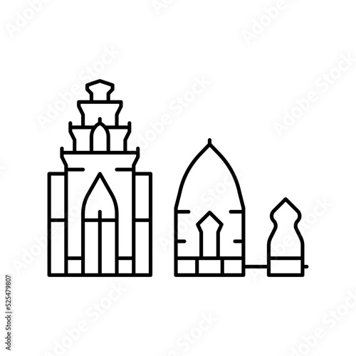 towers po nagar line icon vector illustration