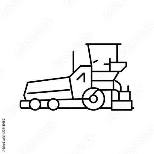paver construction car vehicle line icon vector illustration