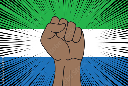 Human fist clenched symbol on flag of Sierra Leone