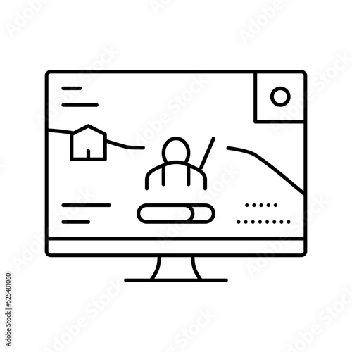 battle royale video game line icon vector illustration