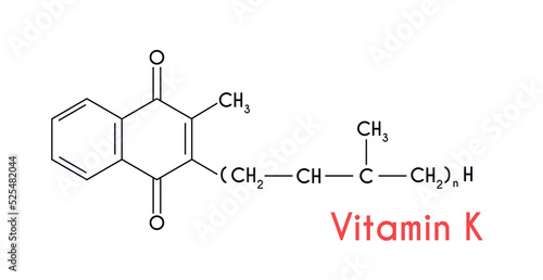 Vitamin K. Structural formula isolated on white background. Vector illustration
