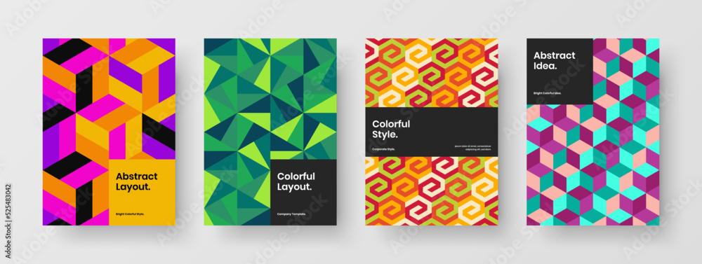 Fresh mosaic pattern magazine cover illustration bundle. Minimalistic corporate identity A4 vector design layout collection. Fresh mosaic pattern magazine cover illustration bundle. Minimalistic corporate identity A4 vector design layout collection.