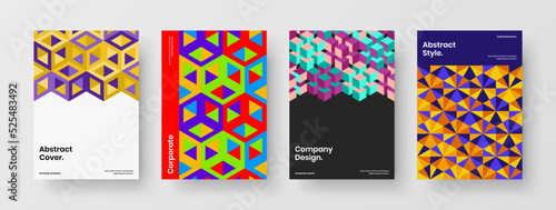 Creative annual report design vector concept bundle. Isolated geometric shapes banner layout composition.