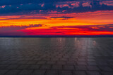 Empty square floor and beautiful sky sunset clouds background