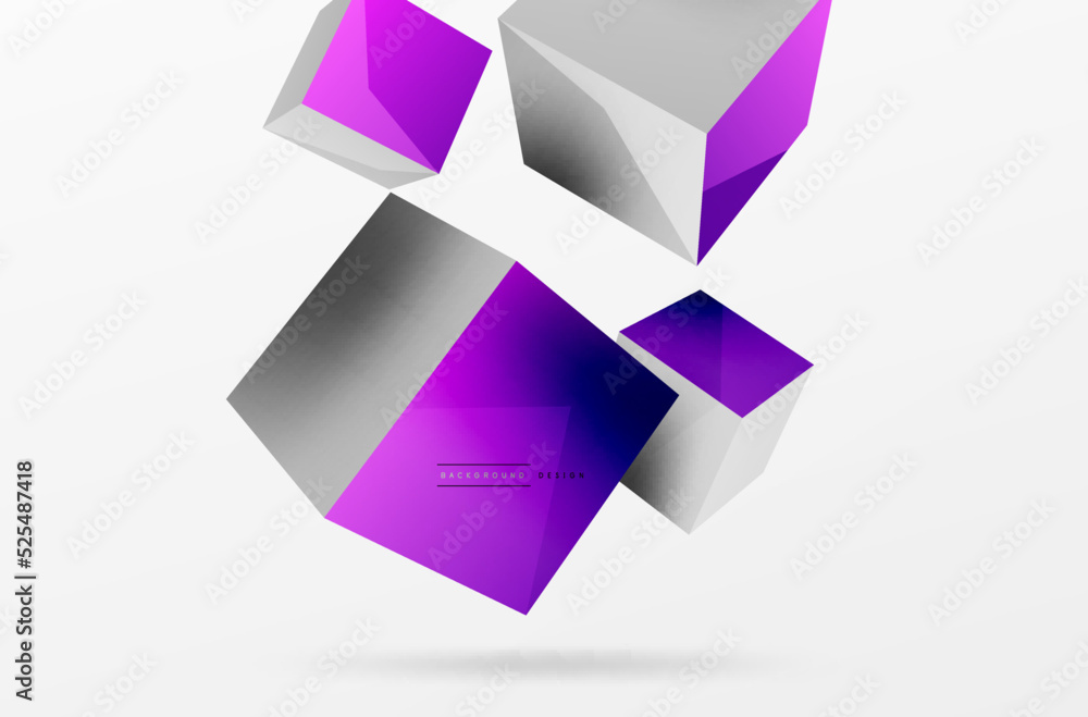 3d cubes vector abstract background. Composition of 3d square shaped basic geometric elements. Trendy techno business template for wallpaper, banner, background or landing 3d cubes vector abstract background. Composition of 3d square shaped basic geometric elements. Trendy techno business template for wallpaper, banner, background or landing