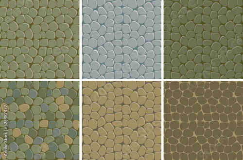 seamless patterns - vector ornament with colored stones on wall