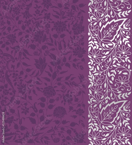 wedding card design, traditional paisley floral pattern , royal India 