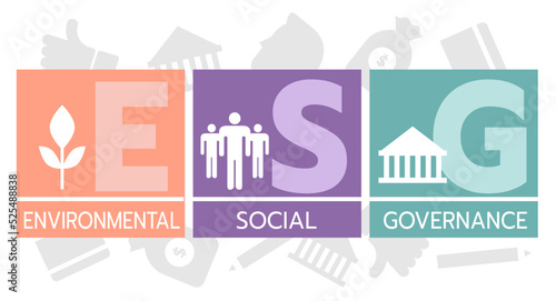 ESG concept of environmental, social and governance in sustainable and ethical business, vector illustration
