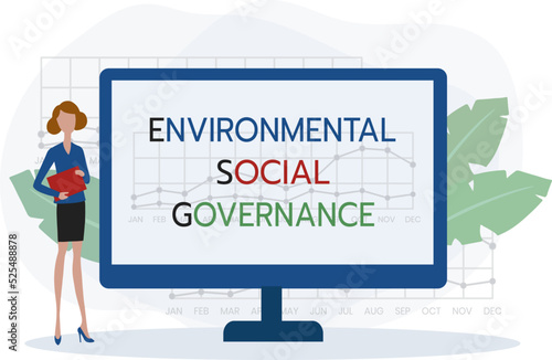 ESG concept of environmental, social and governance in sustainable and ethical business, vector illustration
