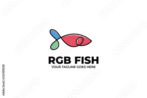 Minimalist Fish Monoline Logo Template