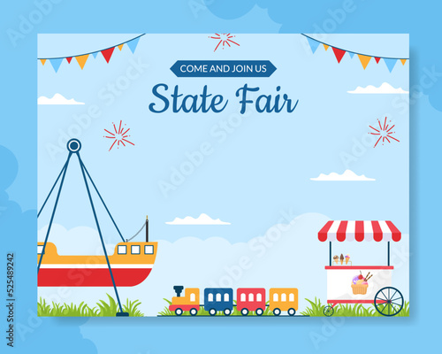 Amusement Park Carnival Photocall Template Hand Drawn Cartoon Flat Illustration