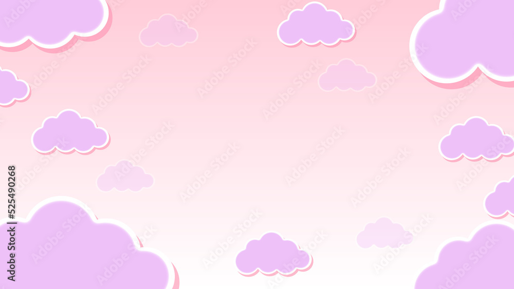 Abstract kawaii Clouds cartoon background.