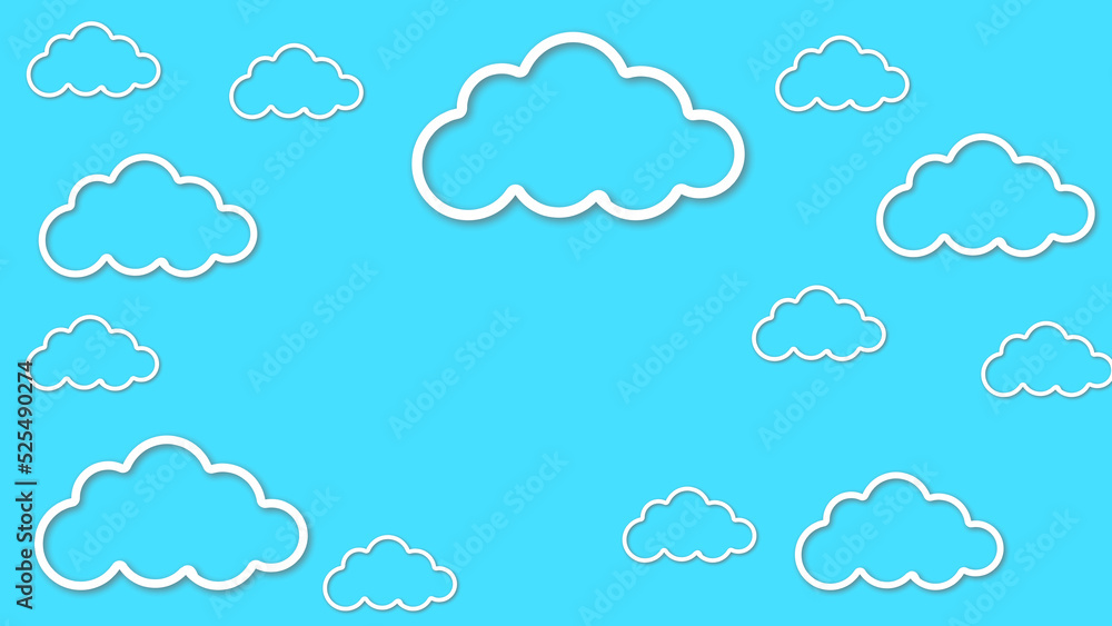 Abstract kawaii Clouds cartoon background.