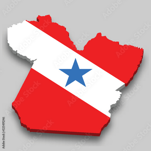 3d isometric Map of Para with flag