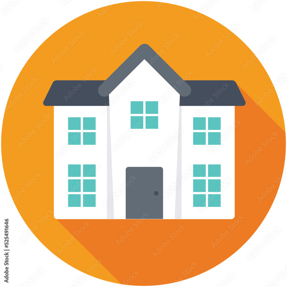 English House Flat Colored Icon English House Flat Colored Icon