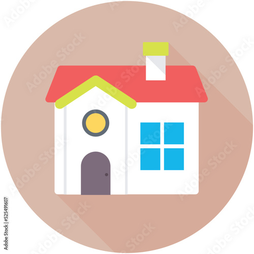 Family House Flat Colored  Icon