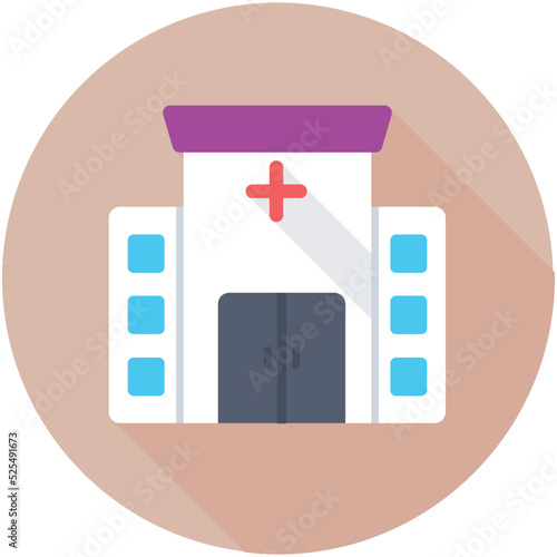Hospital Flat Colored  Icon 