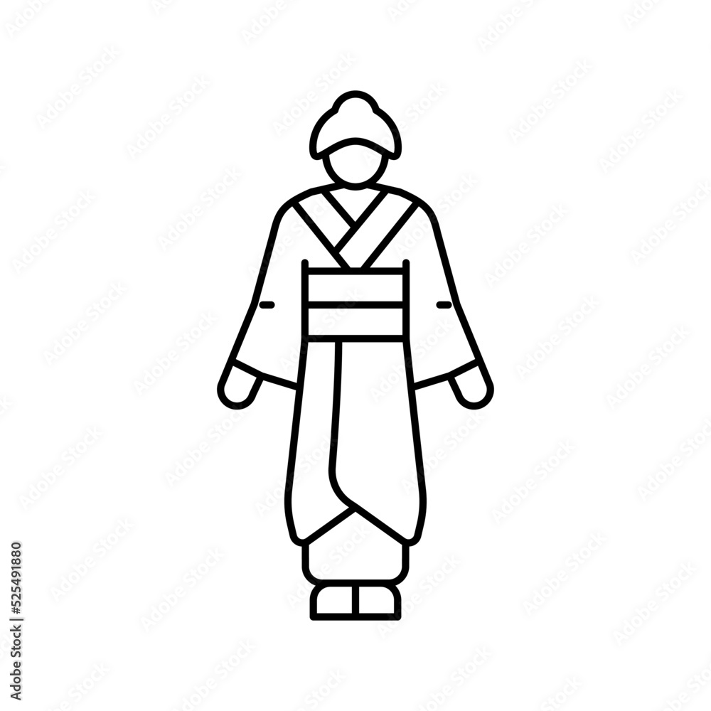 geisha woman line icon vector illustration