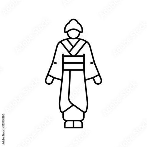 geisha woman line icon vector illustration