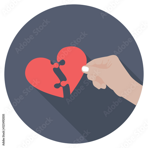 Broken Heart Flat Colored Icon photo