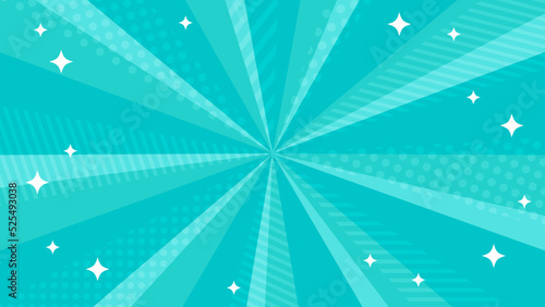 ストライプとドット模様が入ったお洒落なミントグリーンの集中線とキラキラ