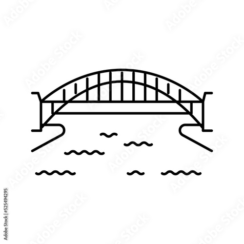 harbor bridge line icon vector illustration