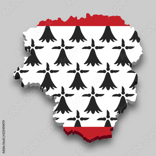 3d isometric Map of Limousin is a region of France