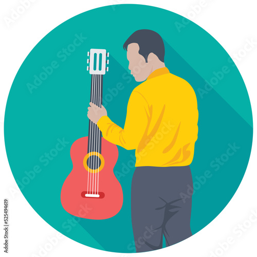 Guitarist Flat Colored Icon