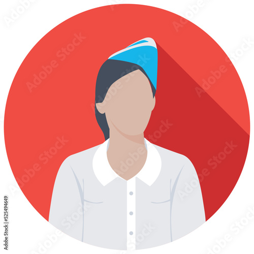 Air Hostess Flat Colored Icon
