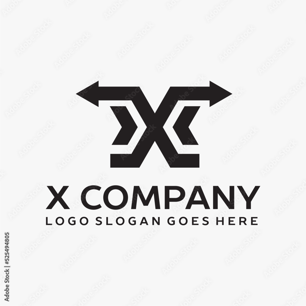 X Letter arrow logo vector image