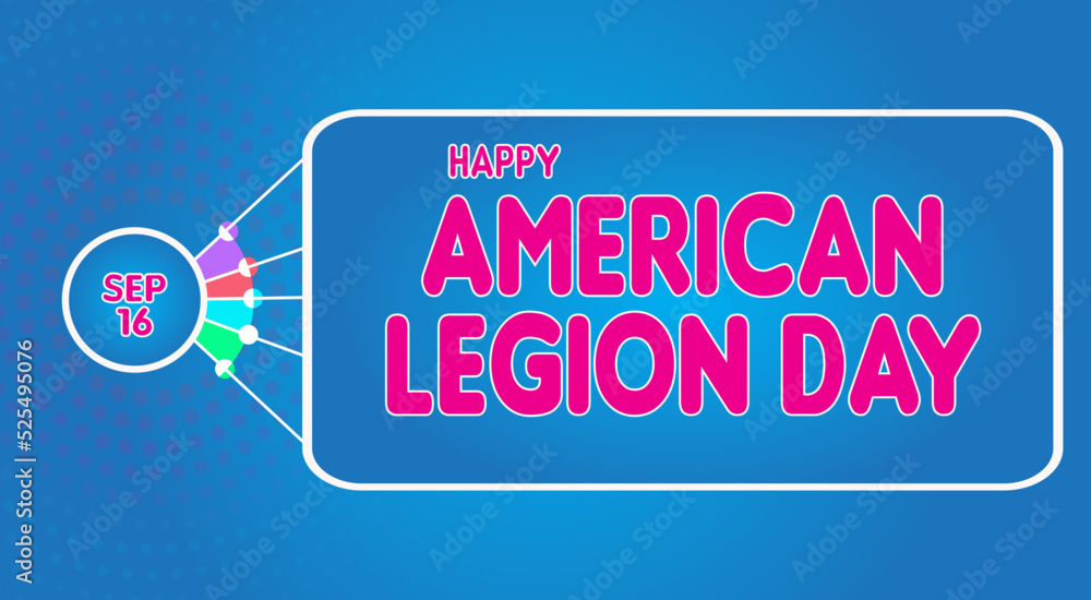 Naklejka premium Happy American Legion Day, September 16. Calendar of September Text Effect, Vector design